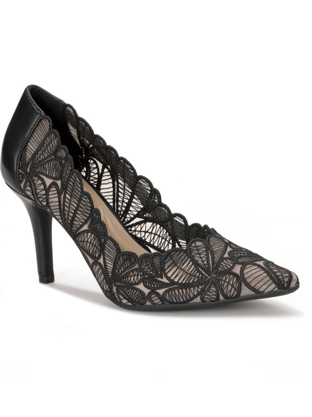 INC International Concepts Black Lace Pointed-Toe Pump